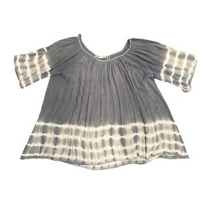 Soft Surroundings Tie Dye Crinkle Top Gray and White and Tan Size Medium